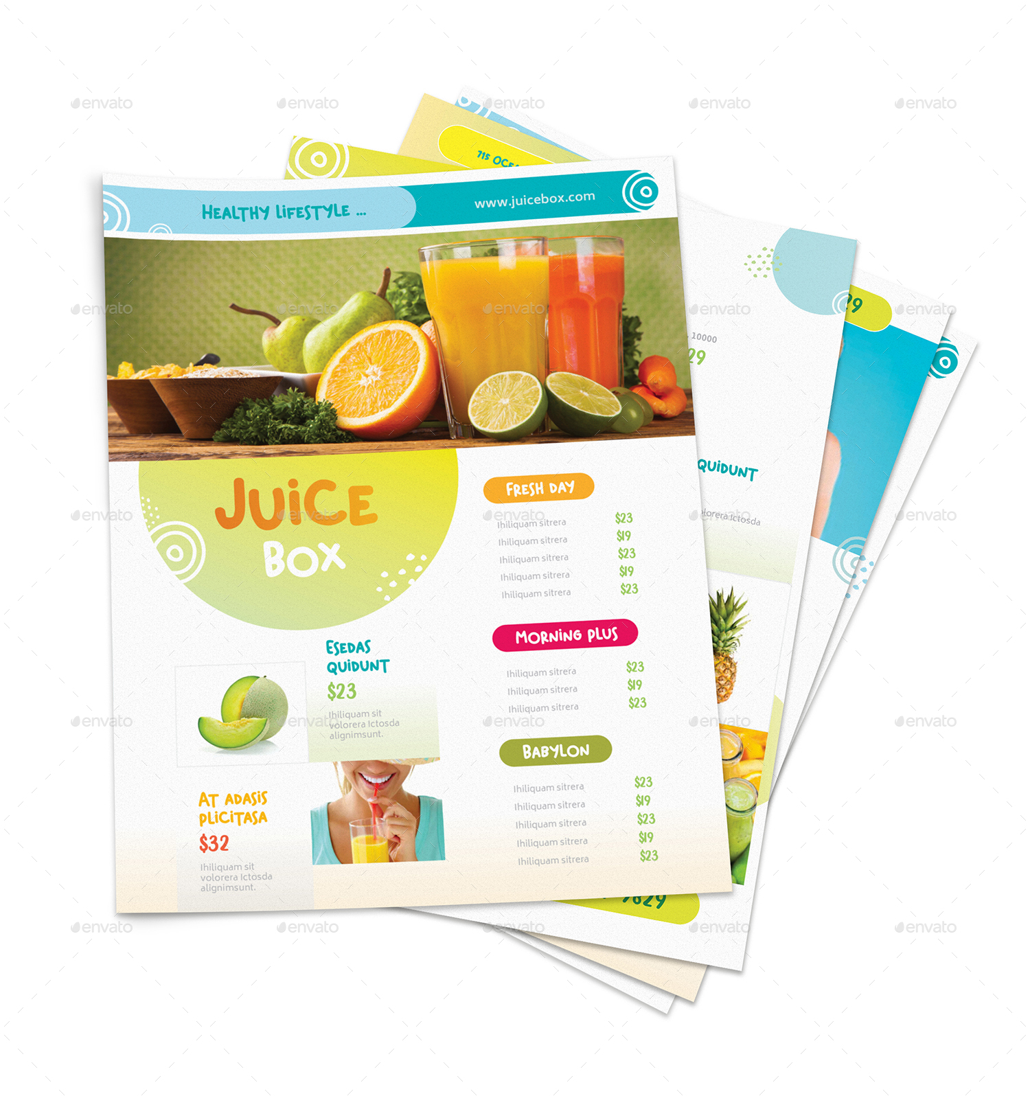 Healthy Drink Cafe Flyers 4 Options, Print Templates GraphicRiver